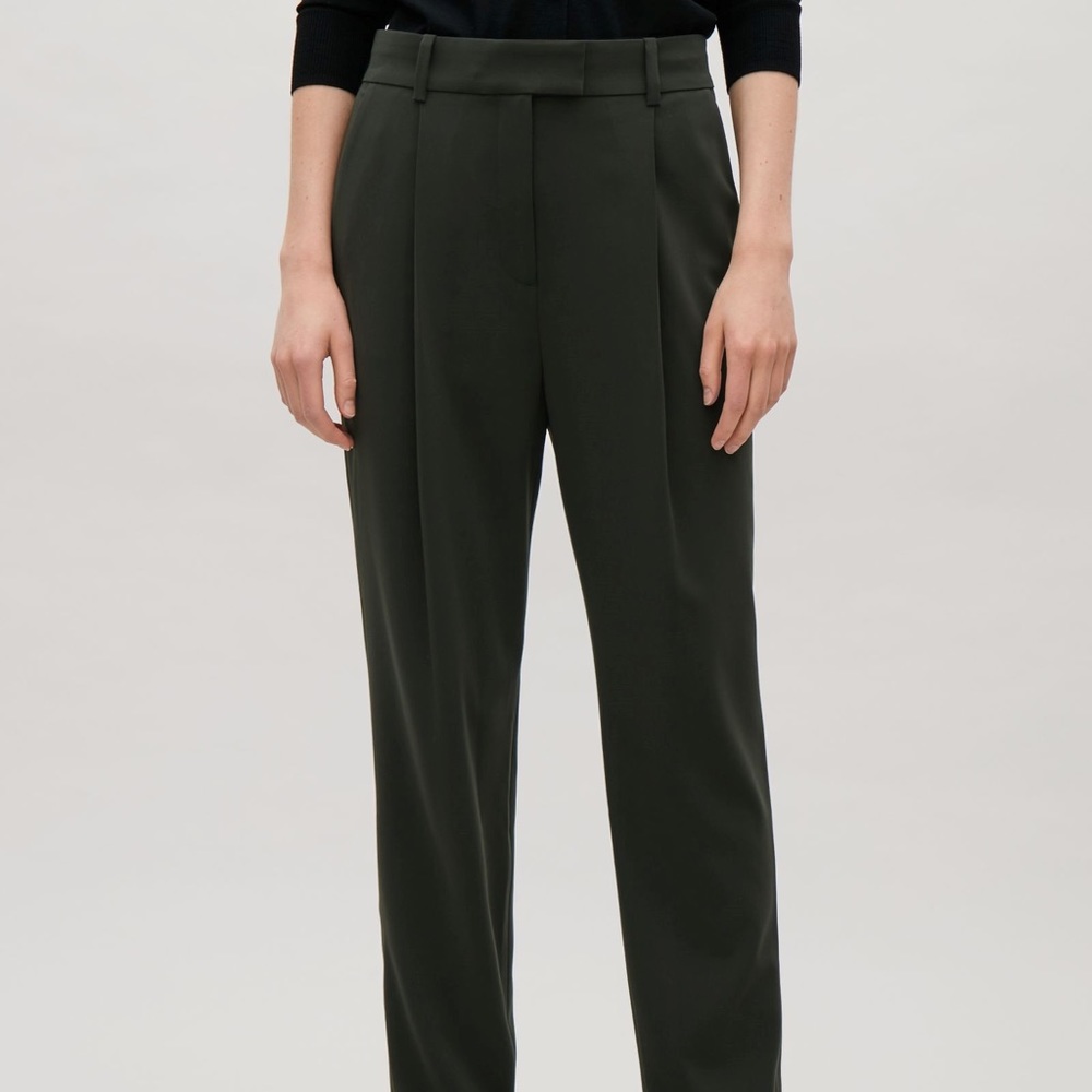 COS Dark Olive Green Pleated Pants